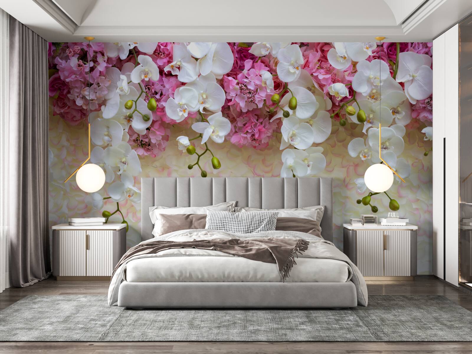 Fototapeta orchidea ma kolor biały i kwitnie w dół