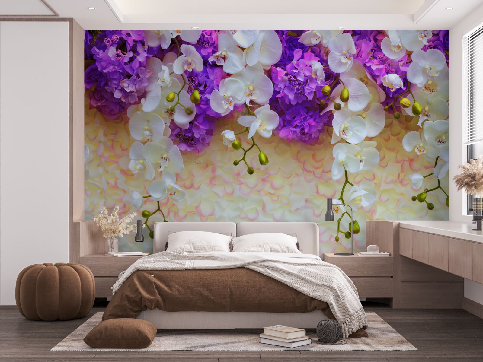 Fototapeta Śnieżnobiałe orchidee i kwiaty bzu