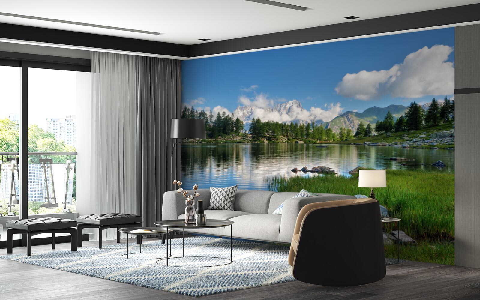 Fototapeta panorama górska z widokiem na rzekę