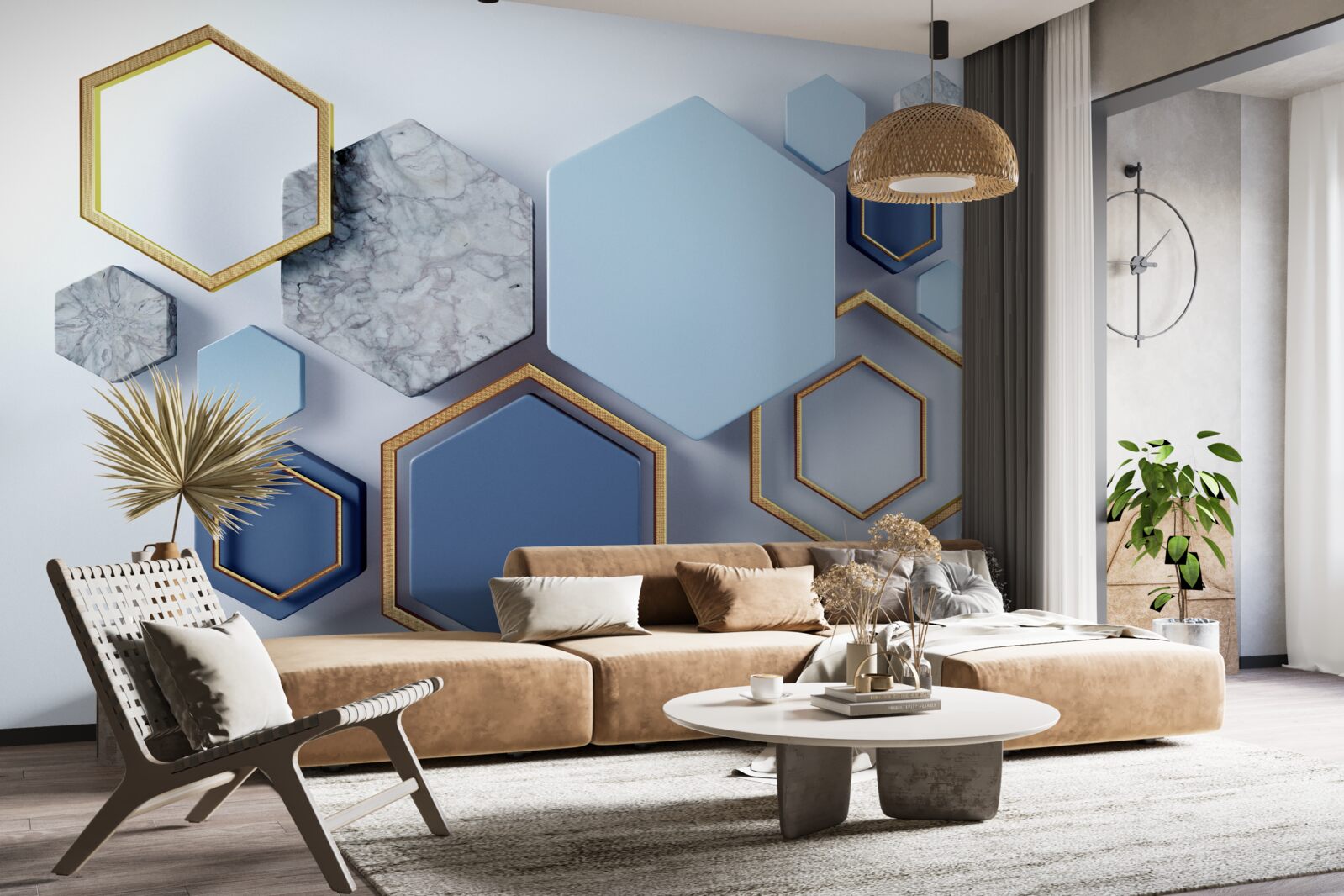 Fototapeta geometryczny abstrakcyjny projekt z sześciokątami