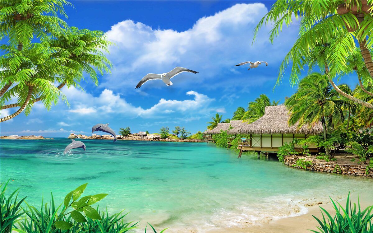 Fototapeta letni bungalow na plaży