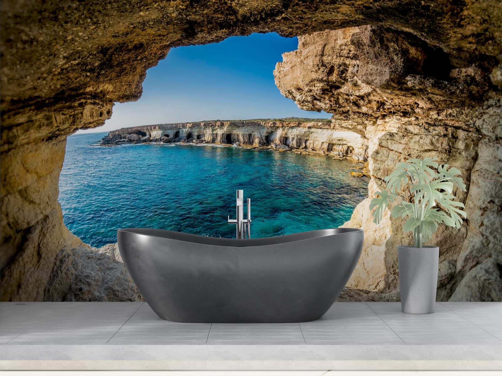 Fototapeta panorama oceanu ze szczytu klifu