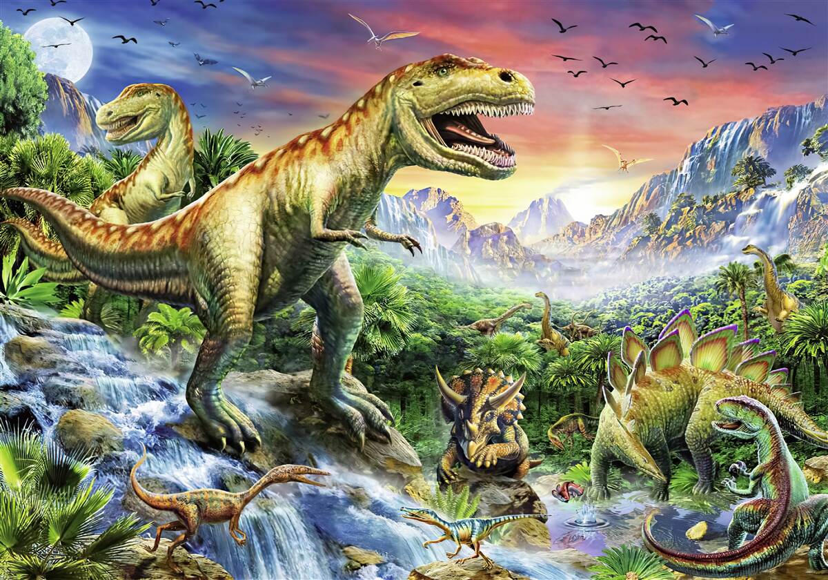 Fototapeta dinozaury na szczytach gór