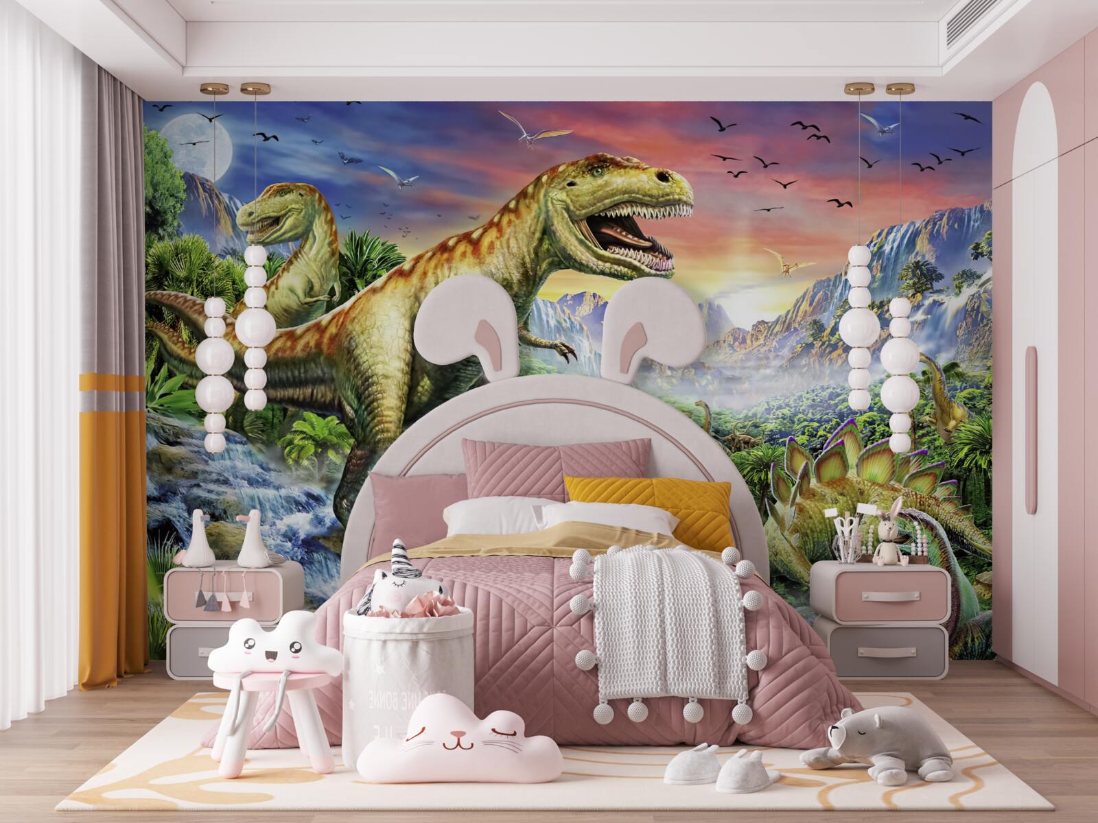 Fototapeta dinozaury na szczytach gór