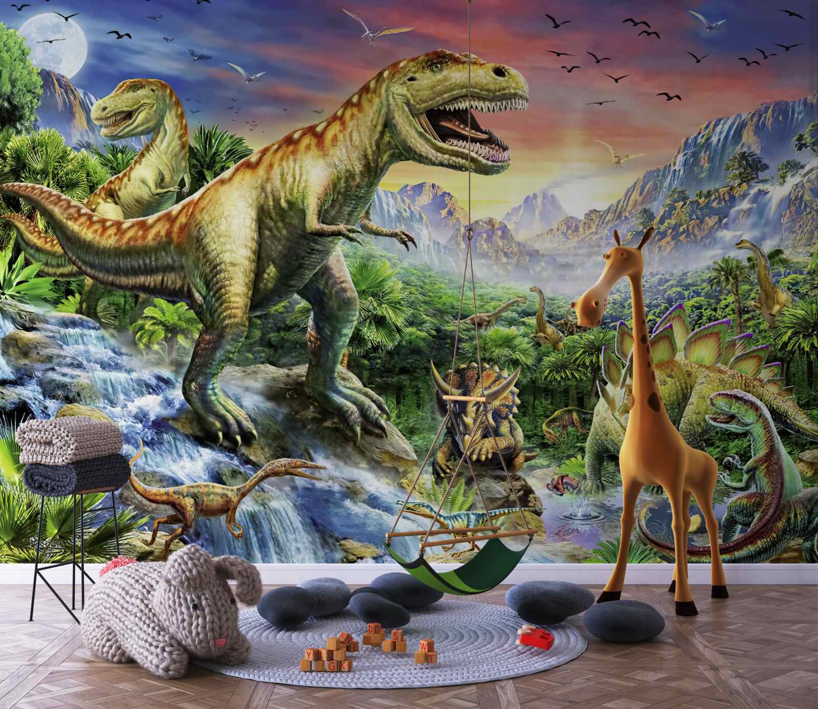 Fototapeta dinozaury na szczytach gór