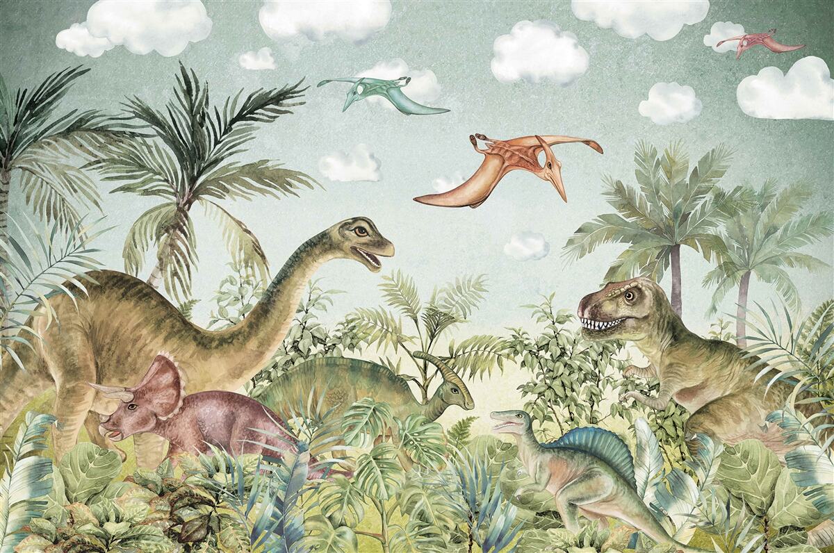 Fototapeta zieleń otacza dinozaury