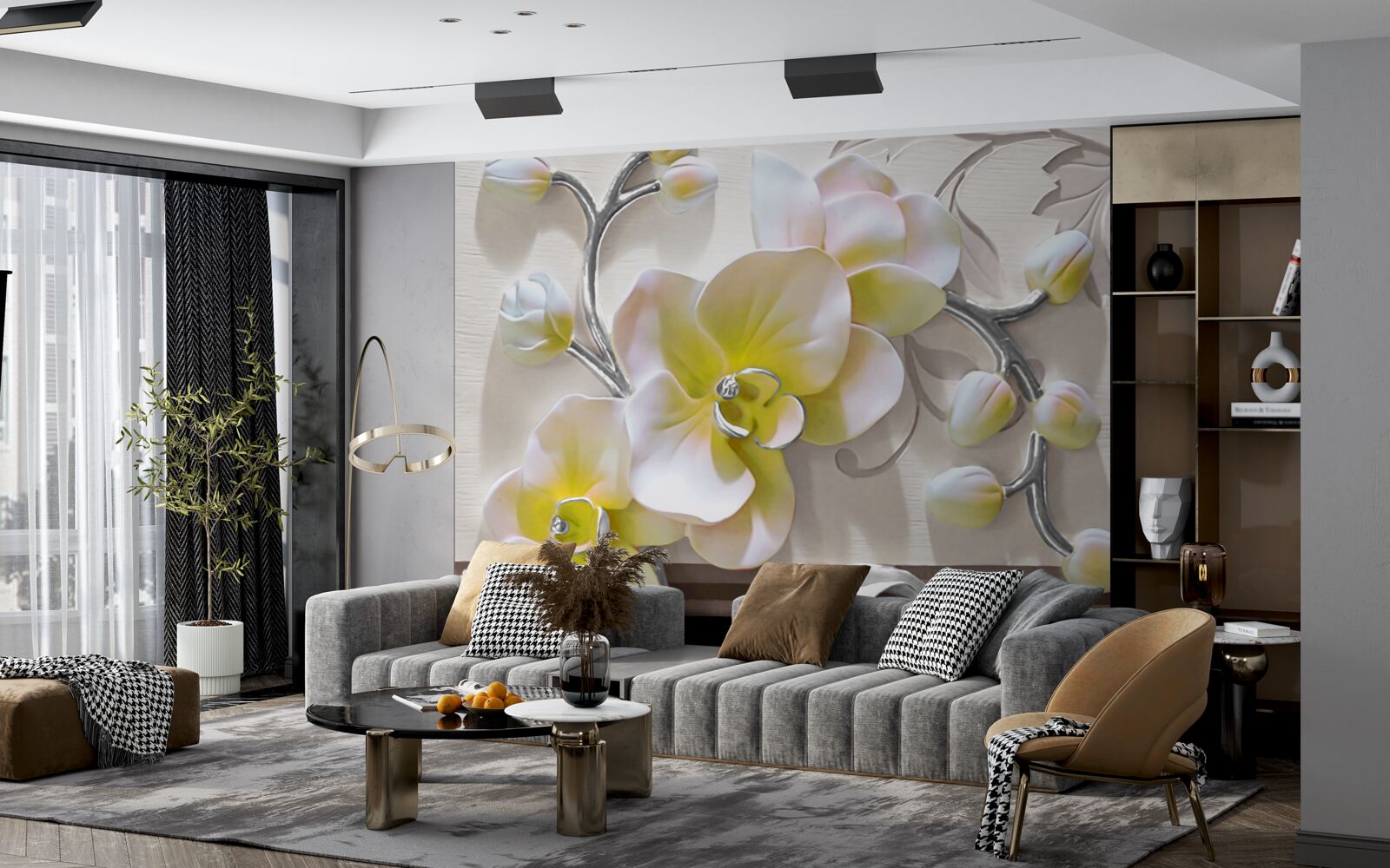 Fototapeta orchidea o wyjątkowej biało-żółtej barwie