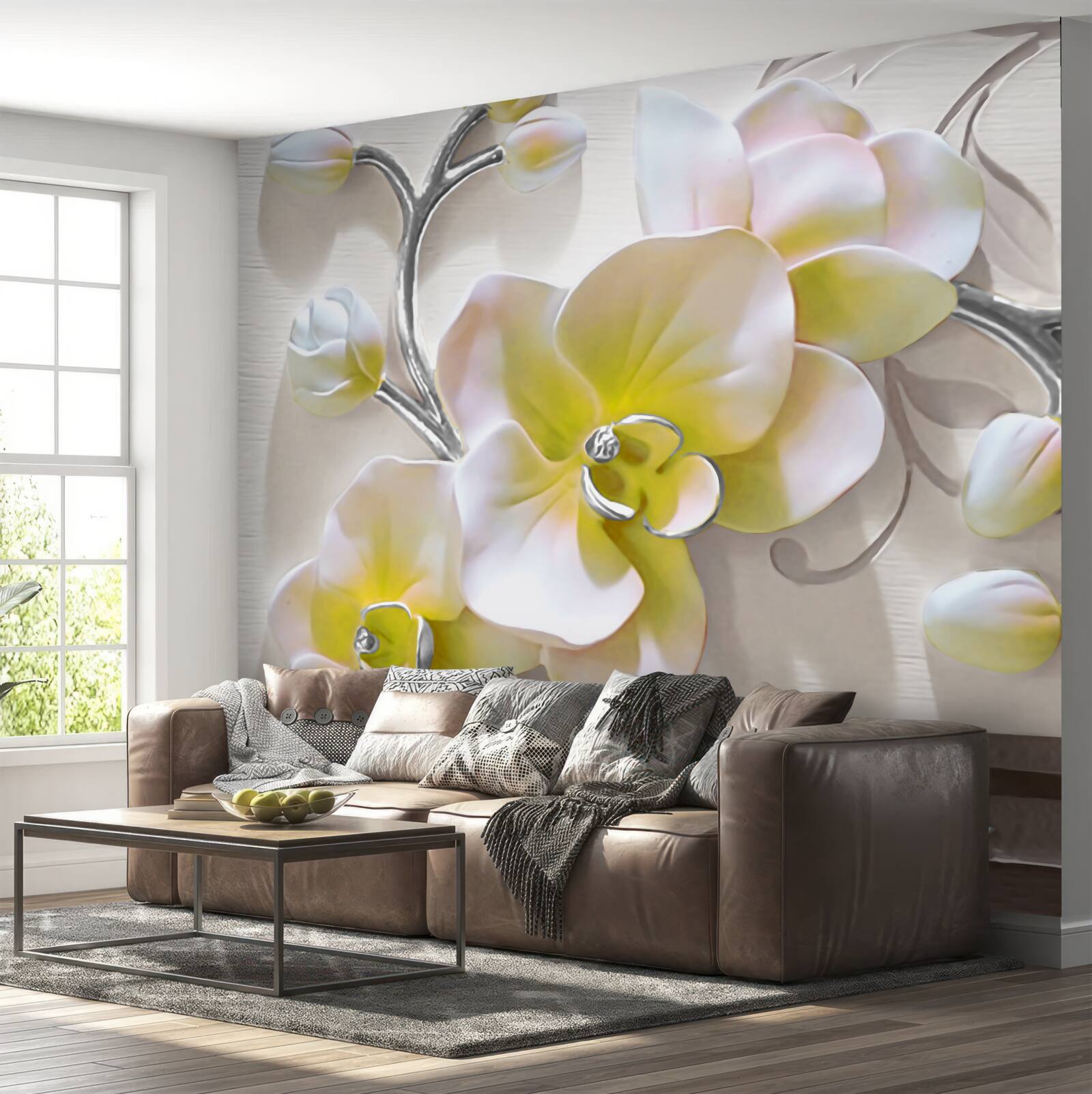 Fototapeta orchidea o wyjątkowej biało-żółtej barwie