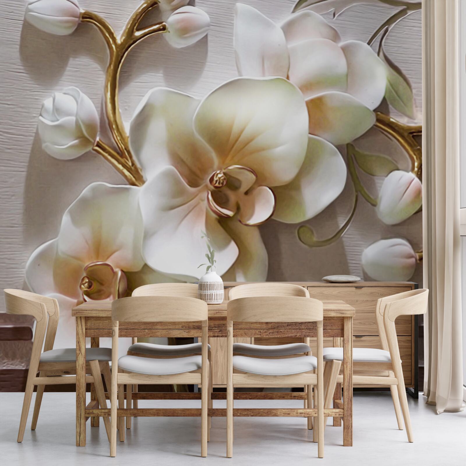 Fototapeta wspaniałe gałęzie śnieżnobiałej orchidei
