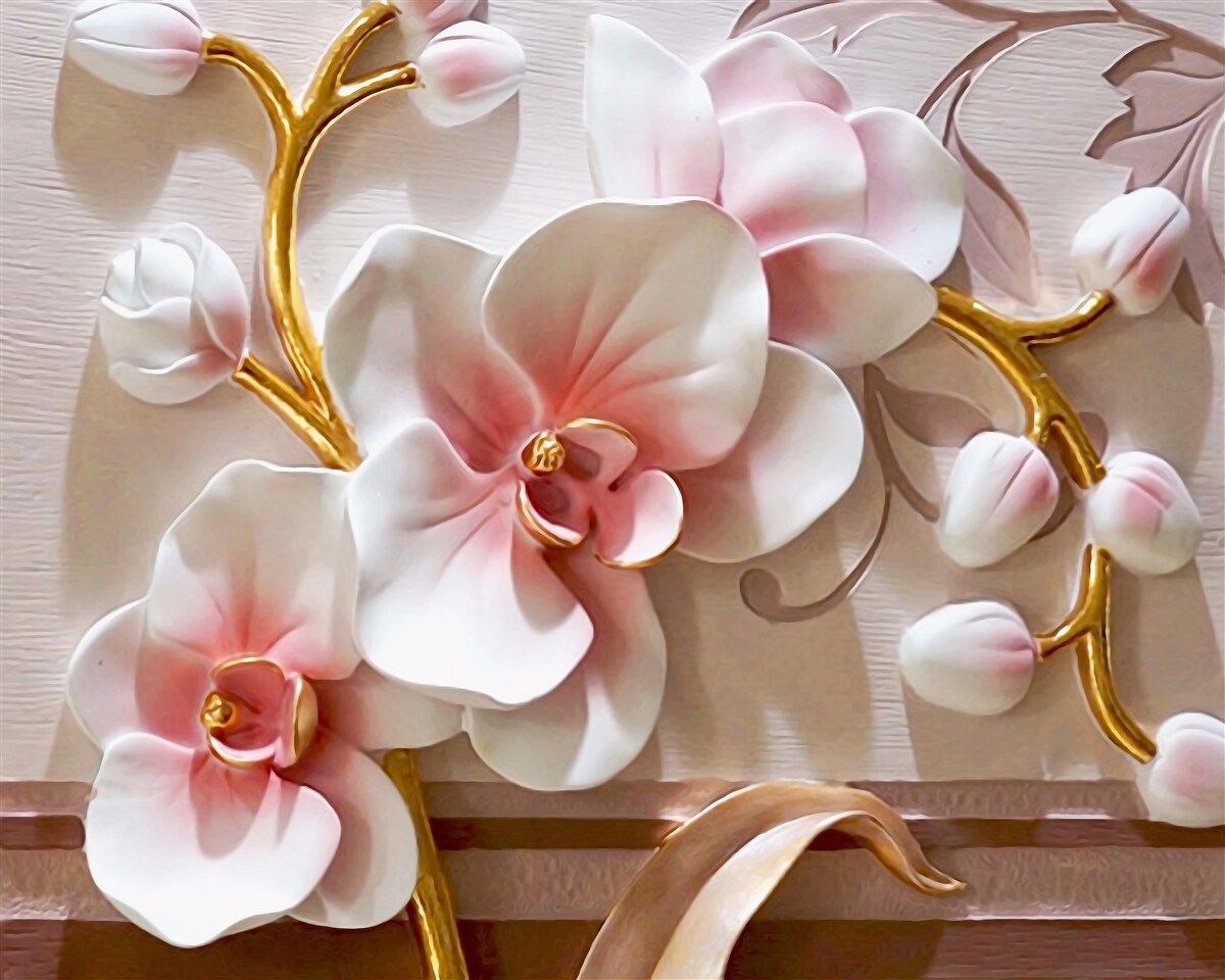 Fototapeta ogromne pąki czerwono-białej orchidei