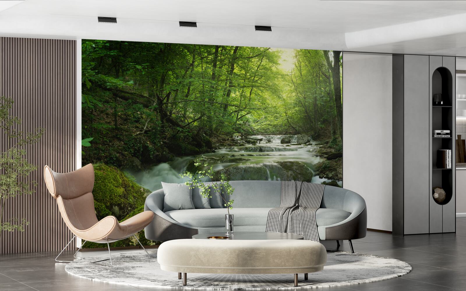 Fototapeta wodospad w zielonej głębi lasu cicho szumi jego wodami
