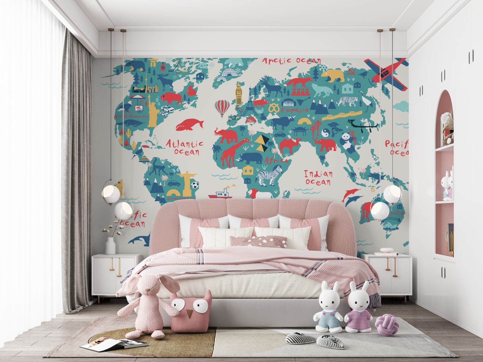 Fototapeta mapa świata w jasnych kolorach