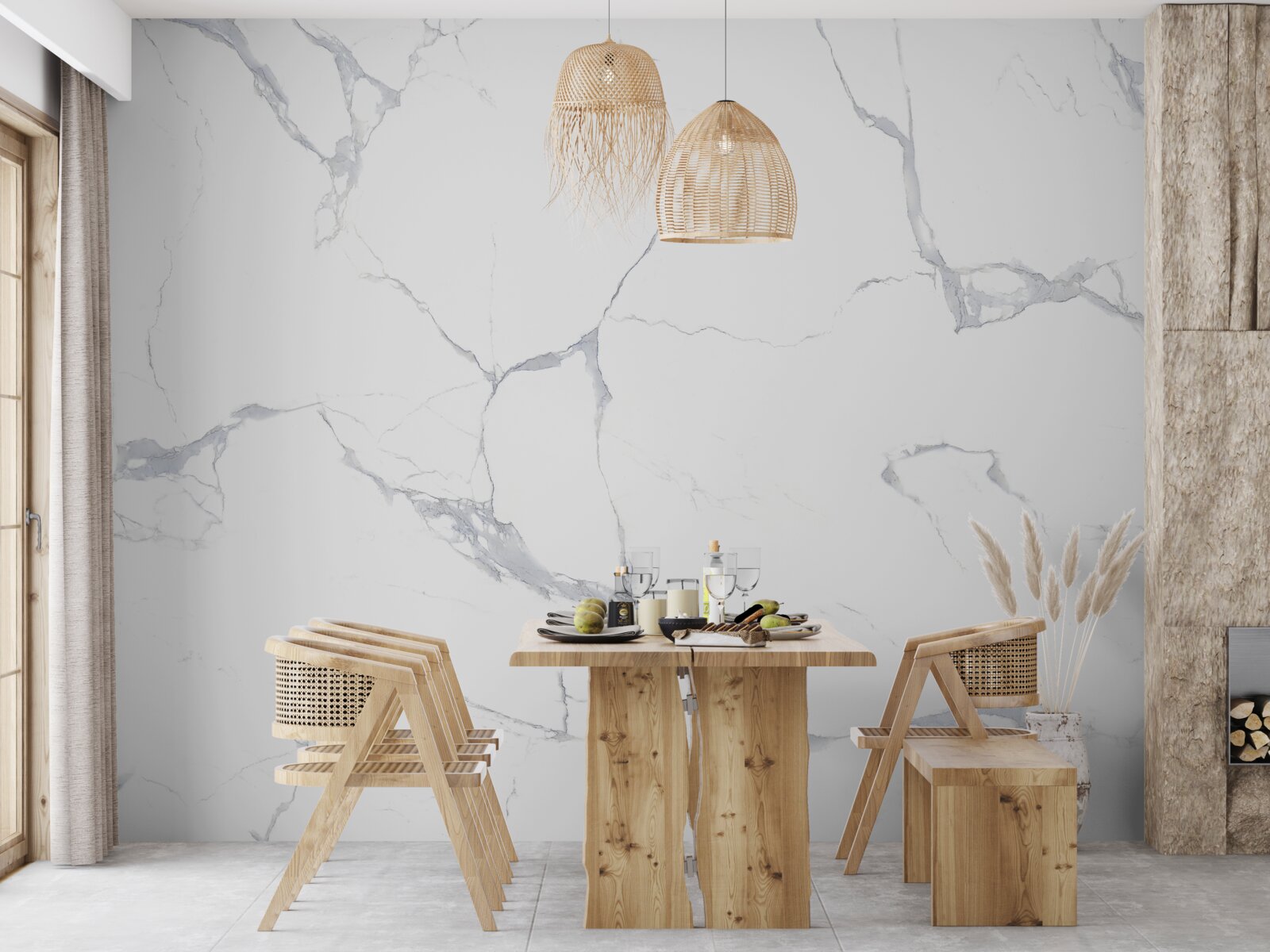 Fototapeta białe płytki porcelanowe