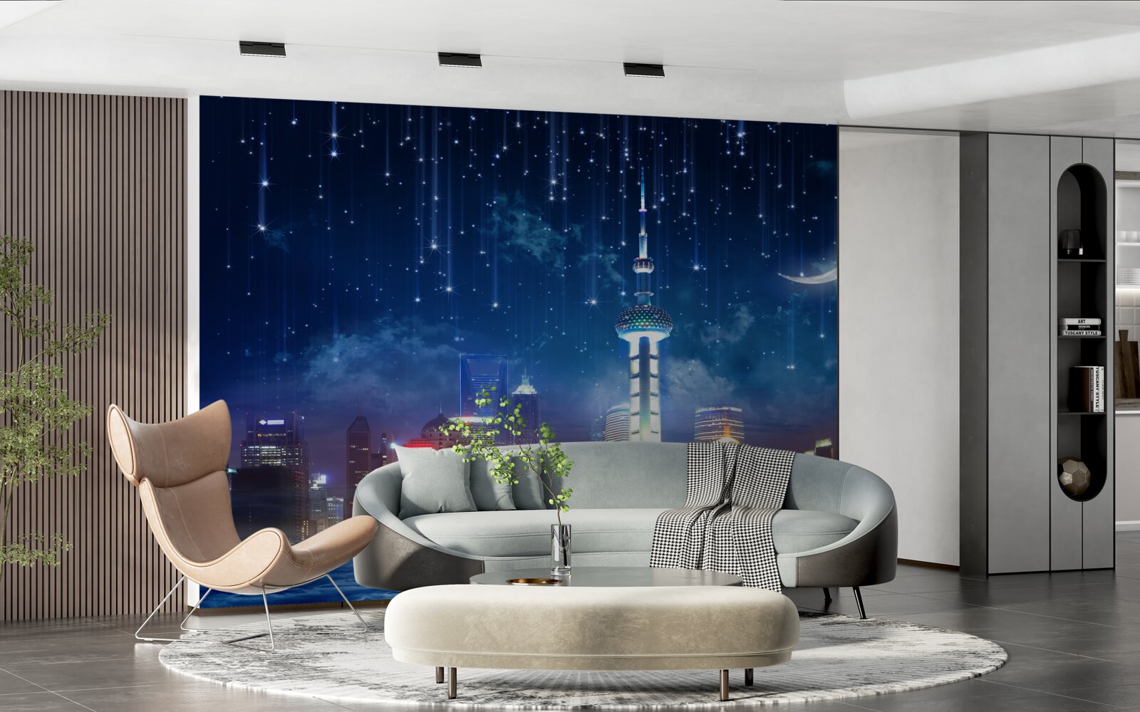 Fototapeta szanghaj nocą w porze deszczowej