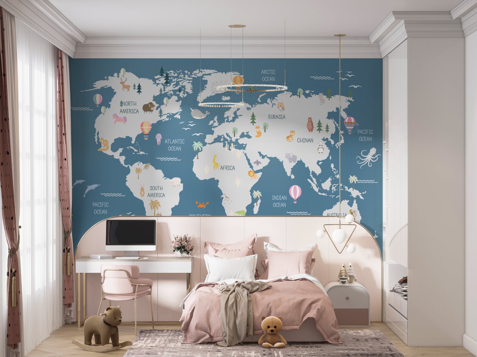 Fototapeta mapa świata na ciemnoniebieskim tle