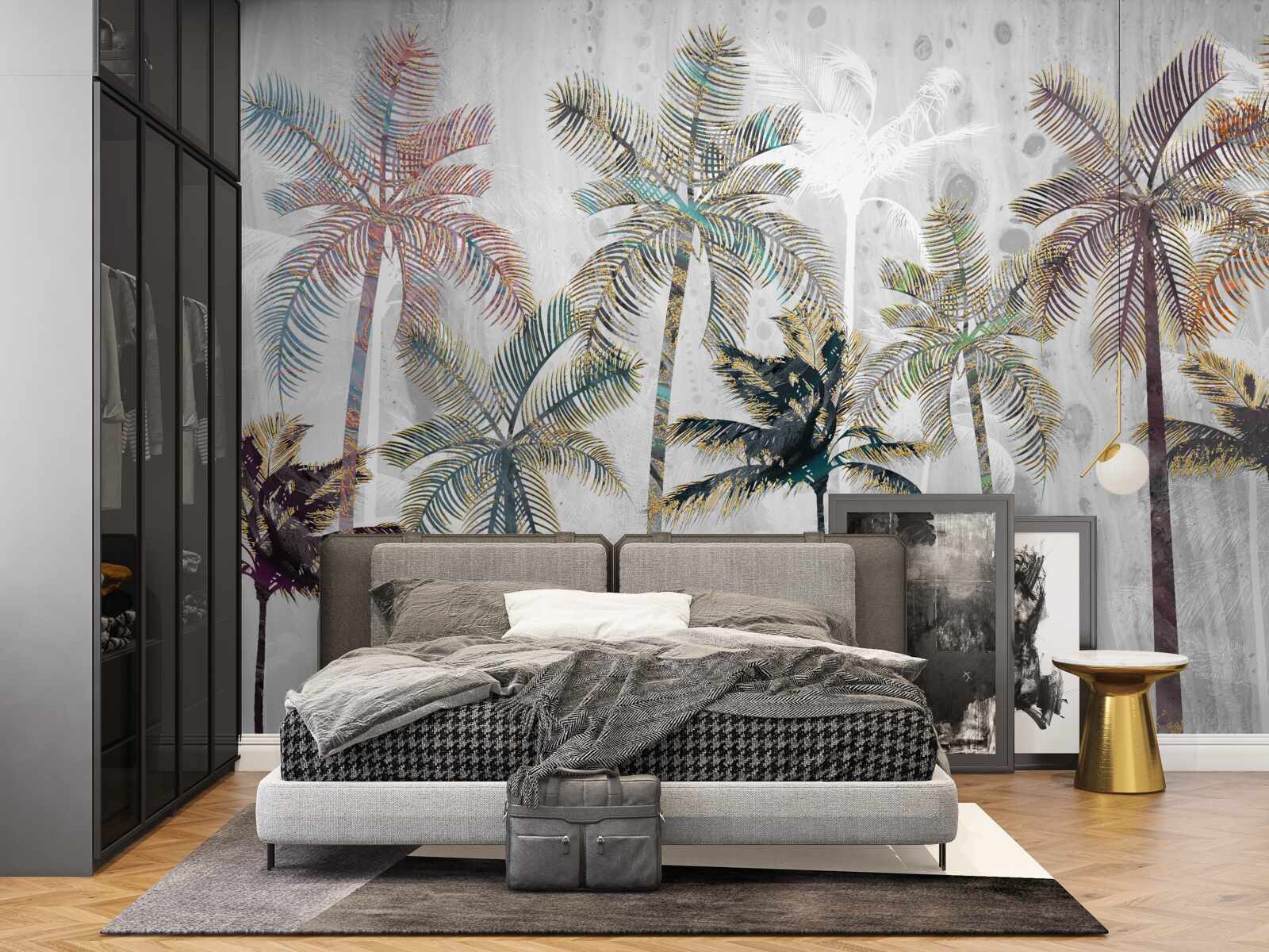Fototapeta ulewny deszcz wśród palm