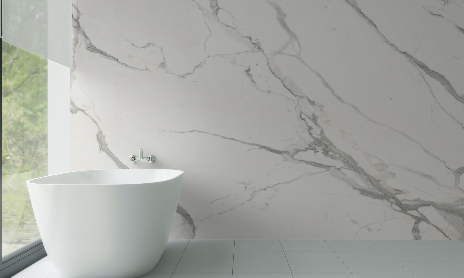 Fototapeta białe płytki porcelanowe z szarą punktacją