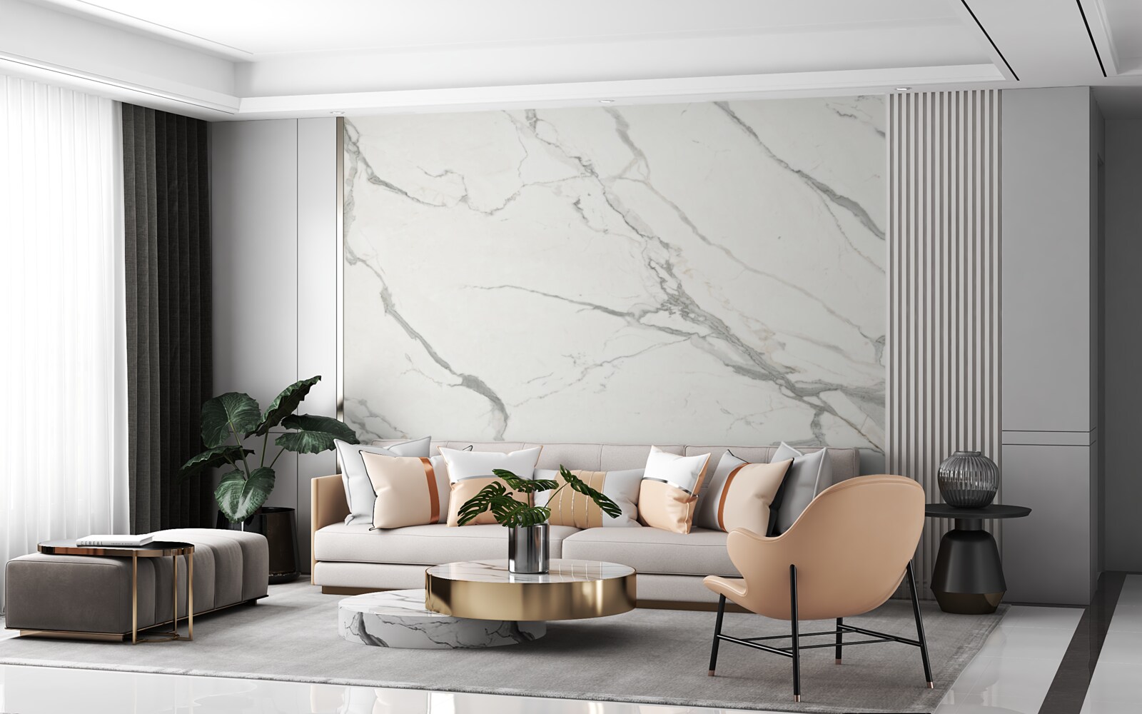 Fototapeta białe płytki porcelanowe z szarą punktacją