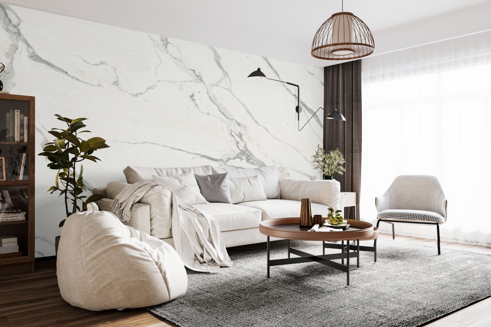Fototapeta białe płytki porcelanowe z szarą punktacją