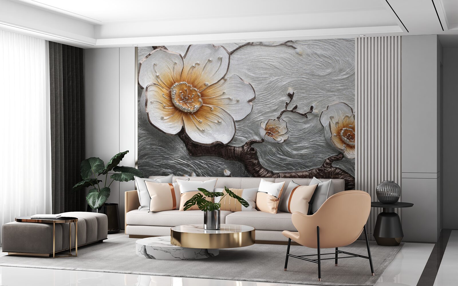 Fototapeta Śnieżnobiała magnolia nad wodną mgłą jest urzekająco piękna