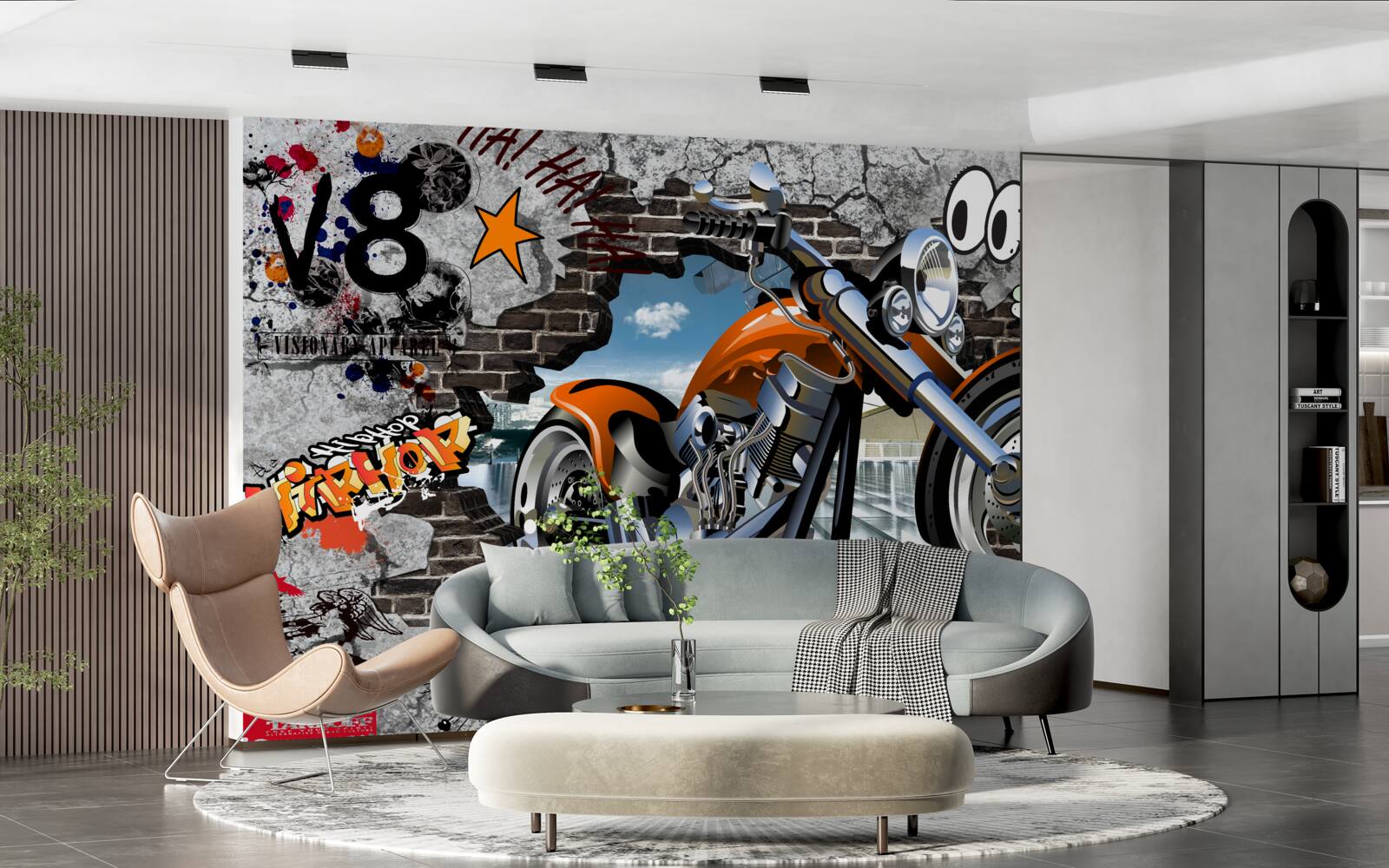Fototapeta motocykl przedstawiony na graffiti