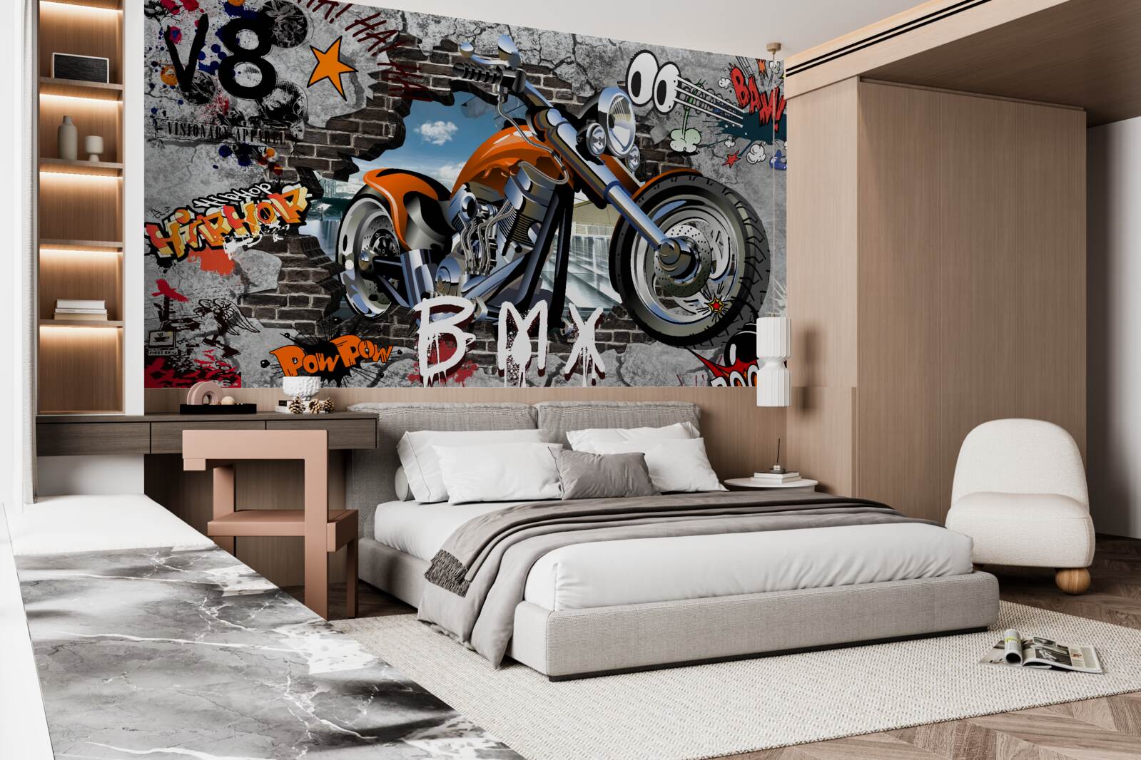 Fototapeta motocykl przedstawiony na graffiti