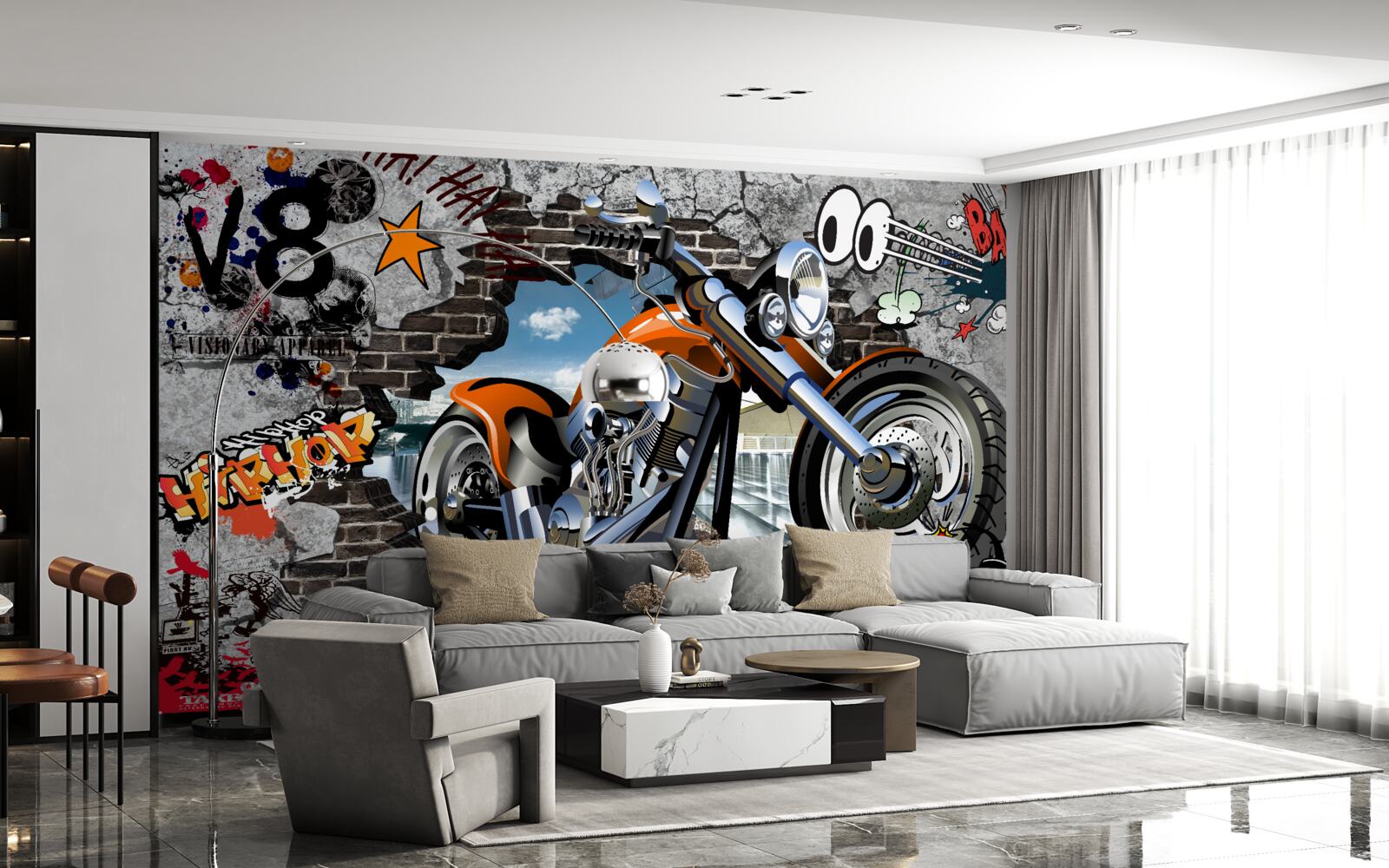 Fototapeta motocykl przedstawiony na graffiti