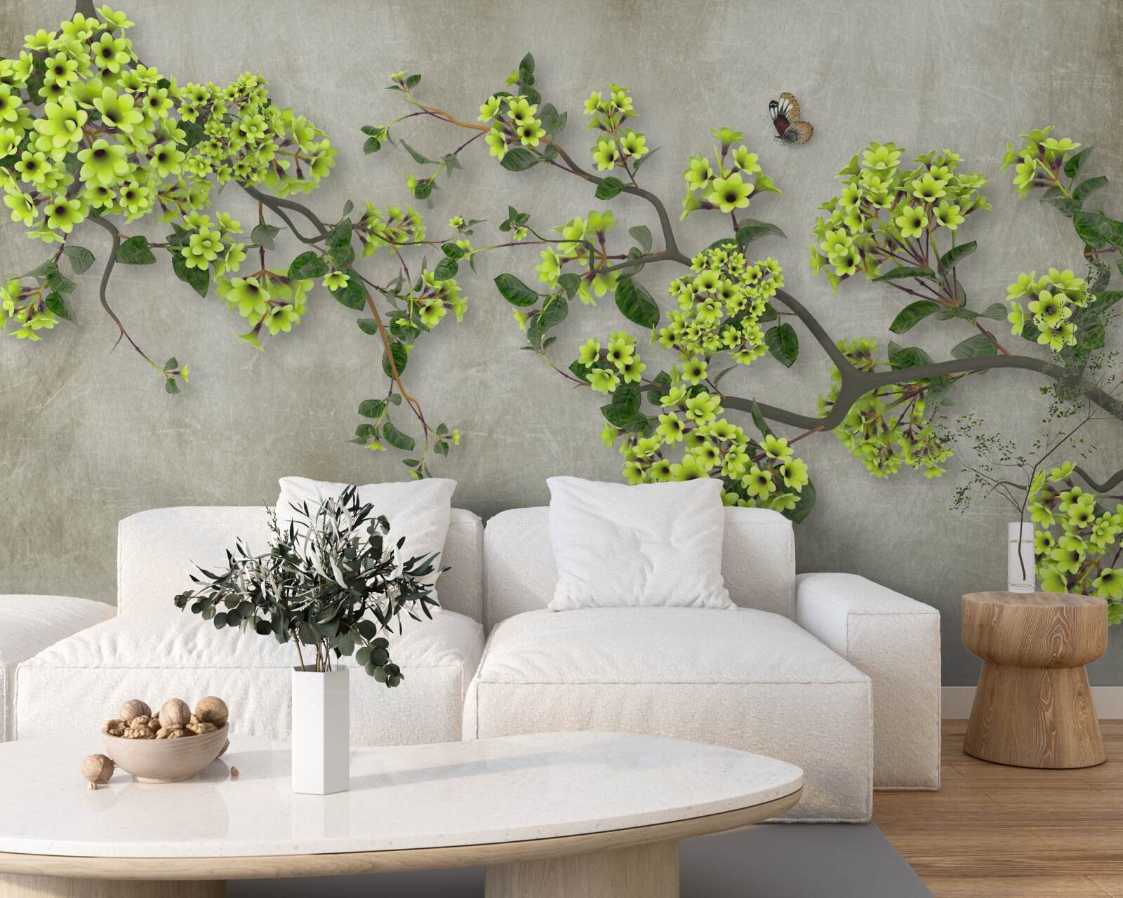 Fototapeta gałąź magnolii usiana bujnymi zielonymi pąkami