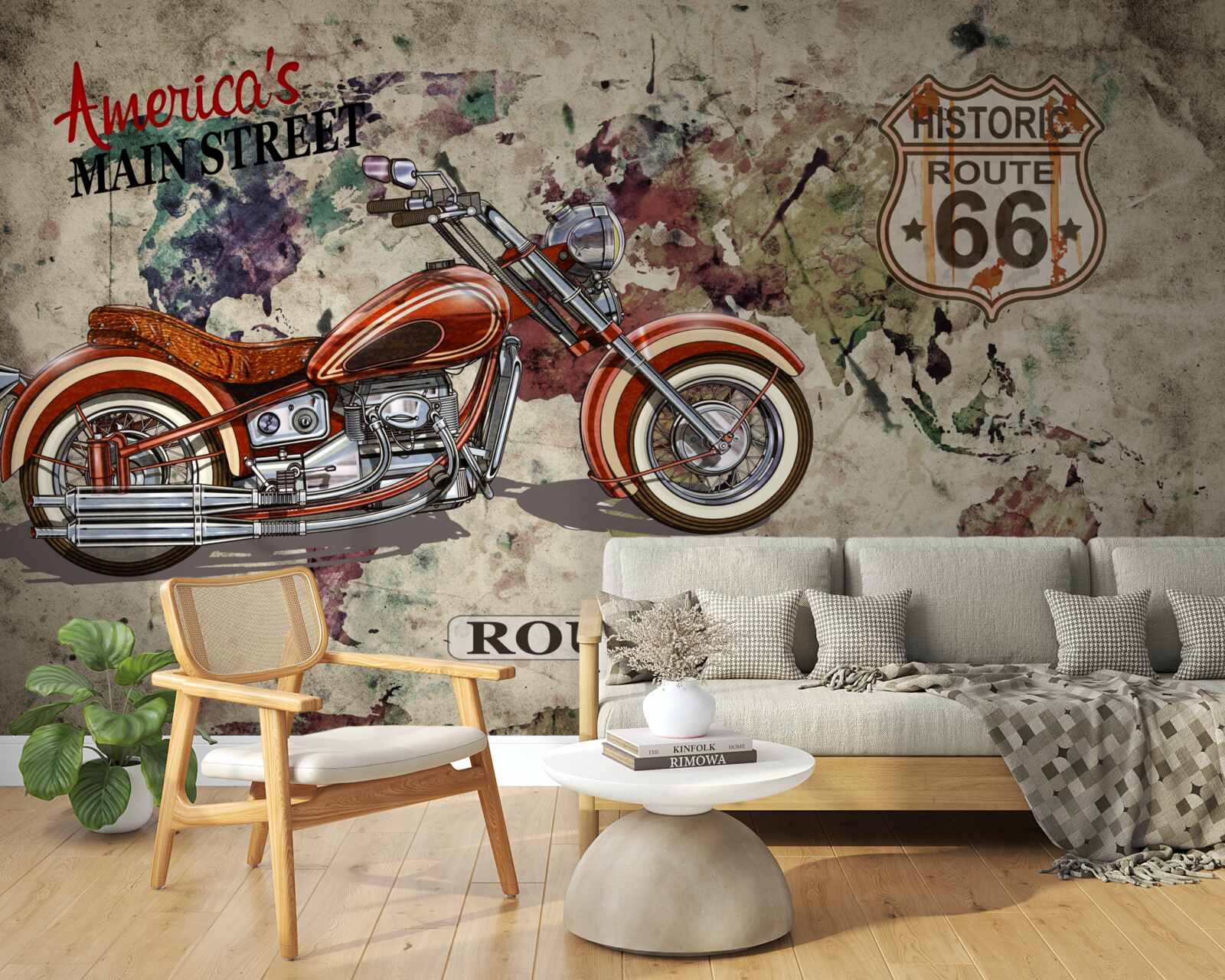 Fototapeta czerwony motocykl na ścianie