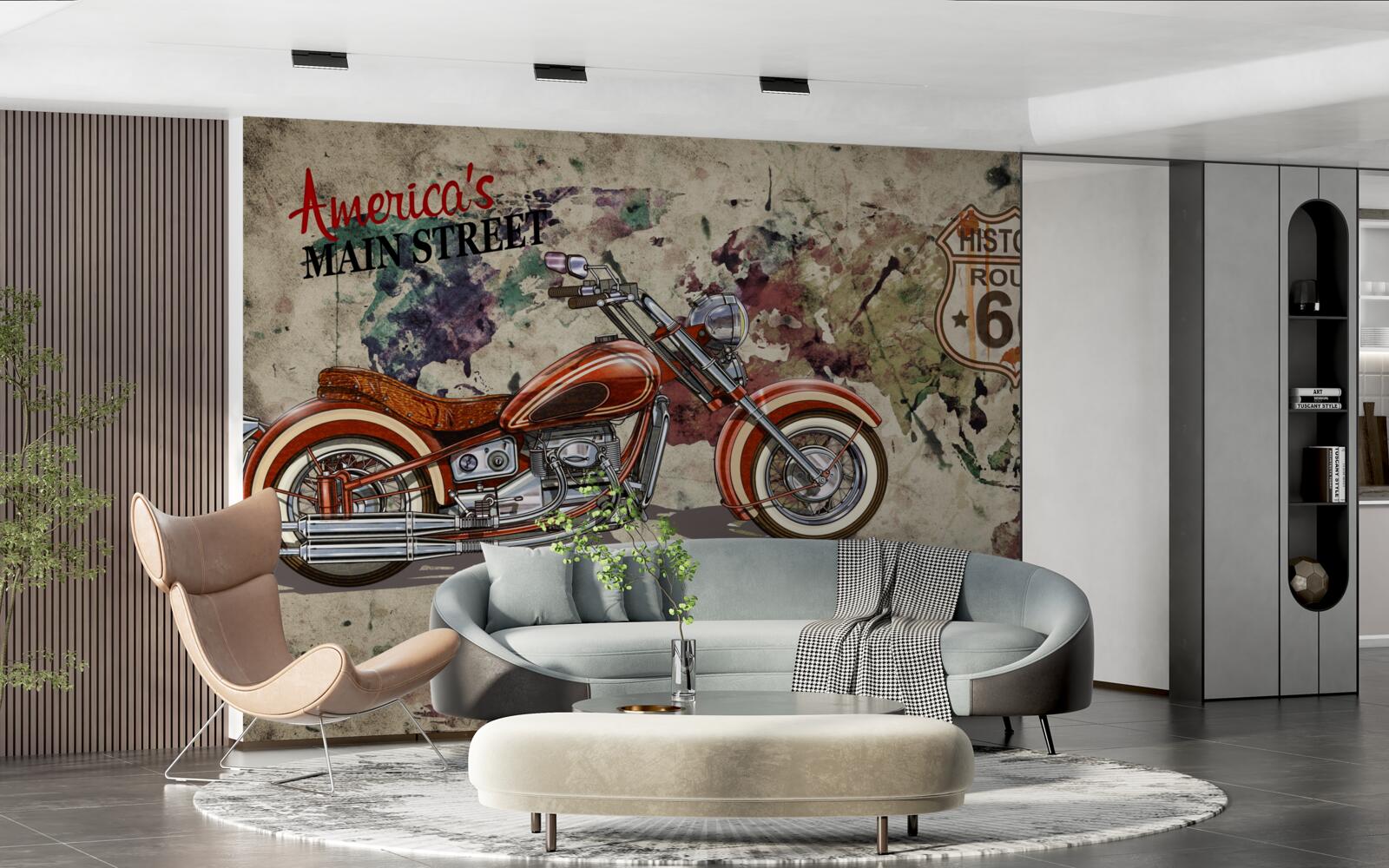 Fototapeta czerwony motocykl na ścianie