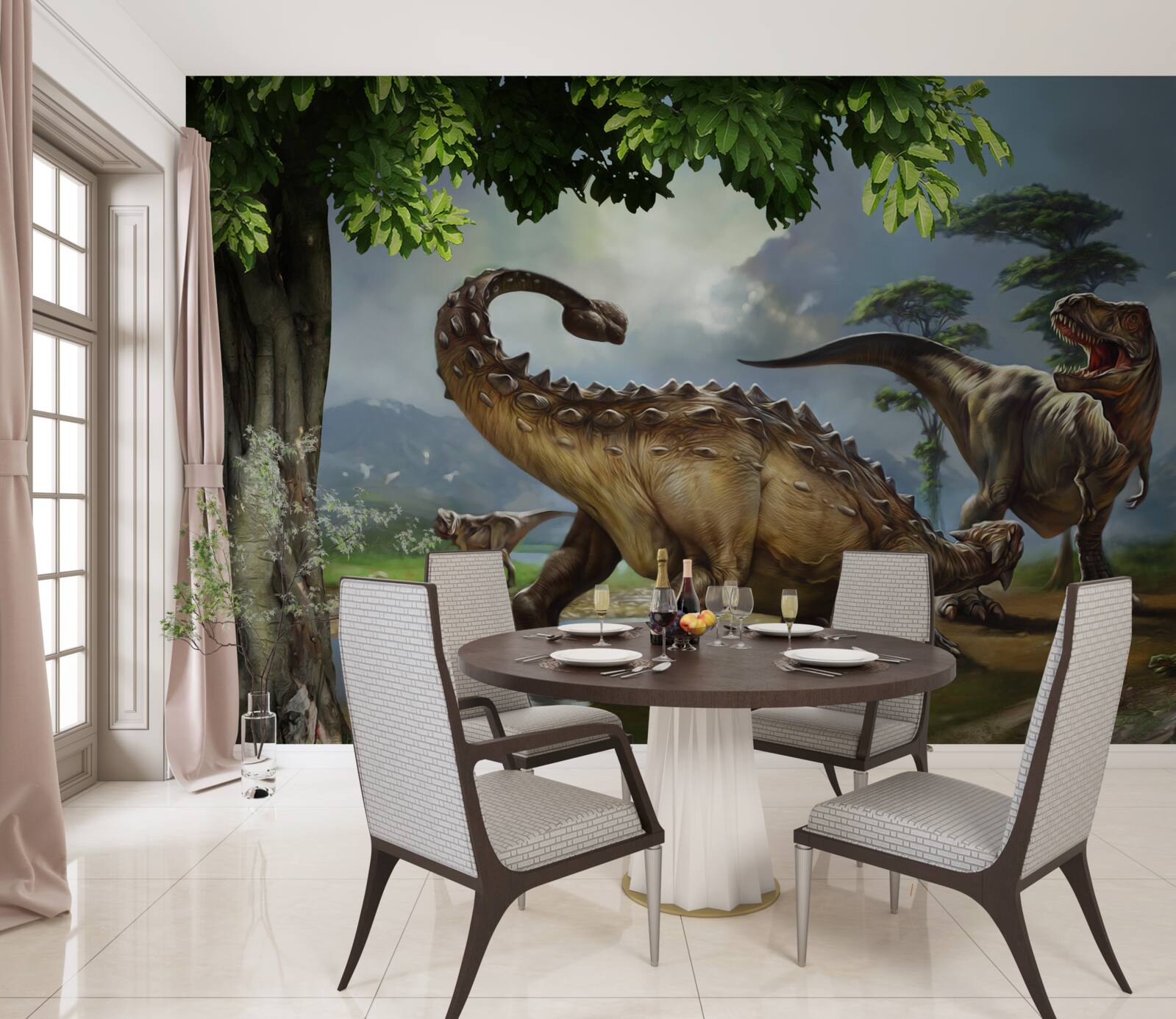 Fototapeta mural, dinozaur i ściana