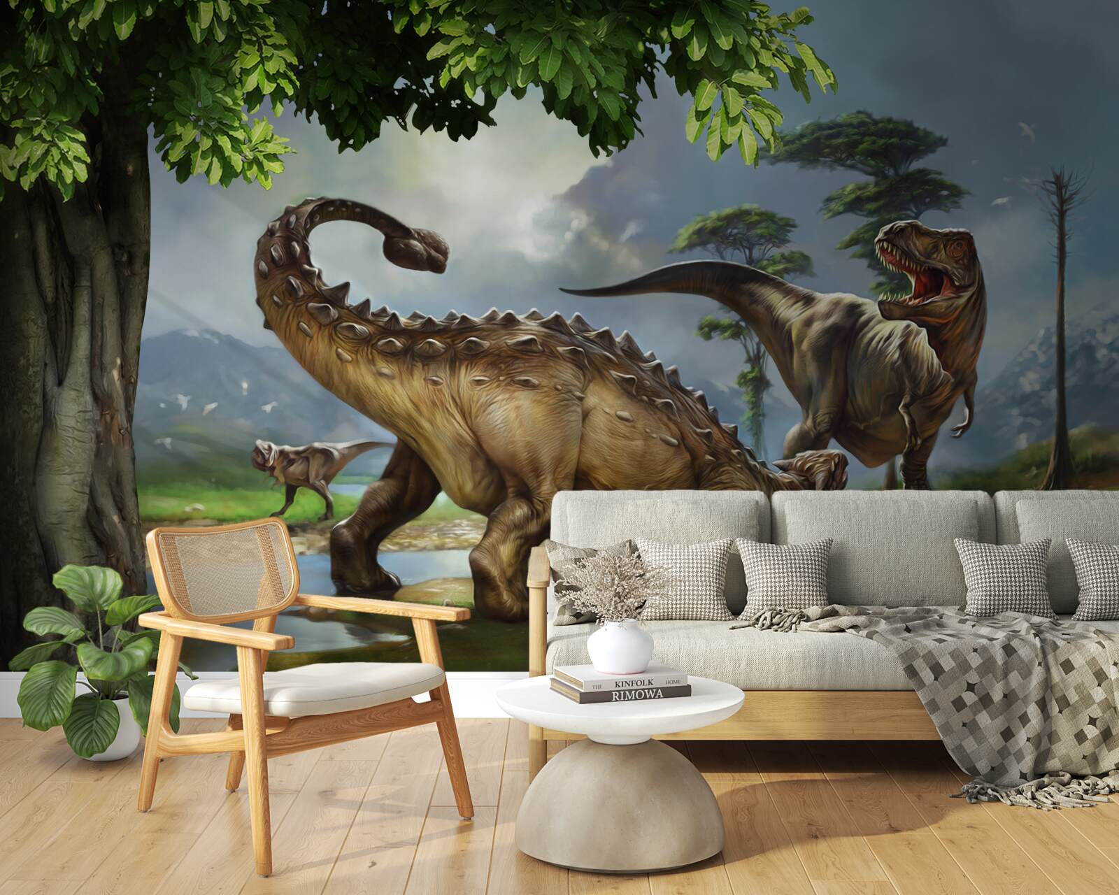 Fototapeta mural, dinozaur i ściana
