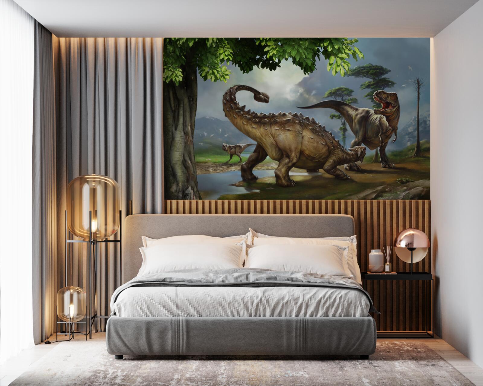 Fototapeta mural, dinozaur i ściana