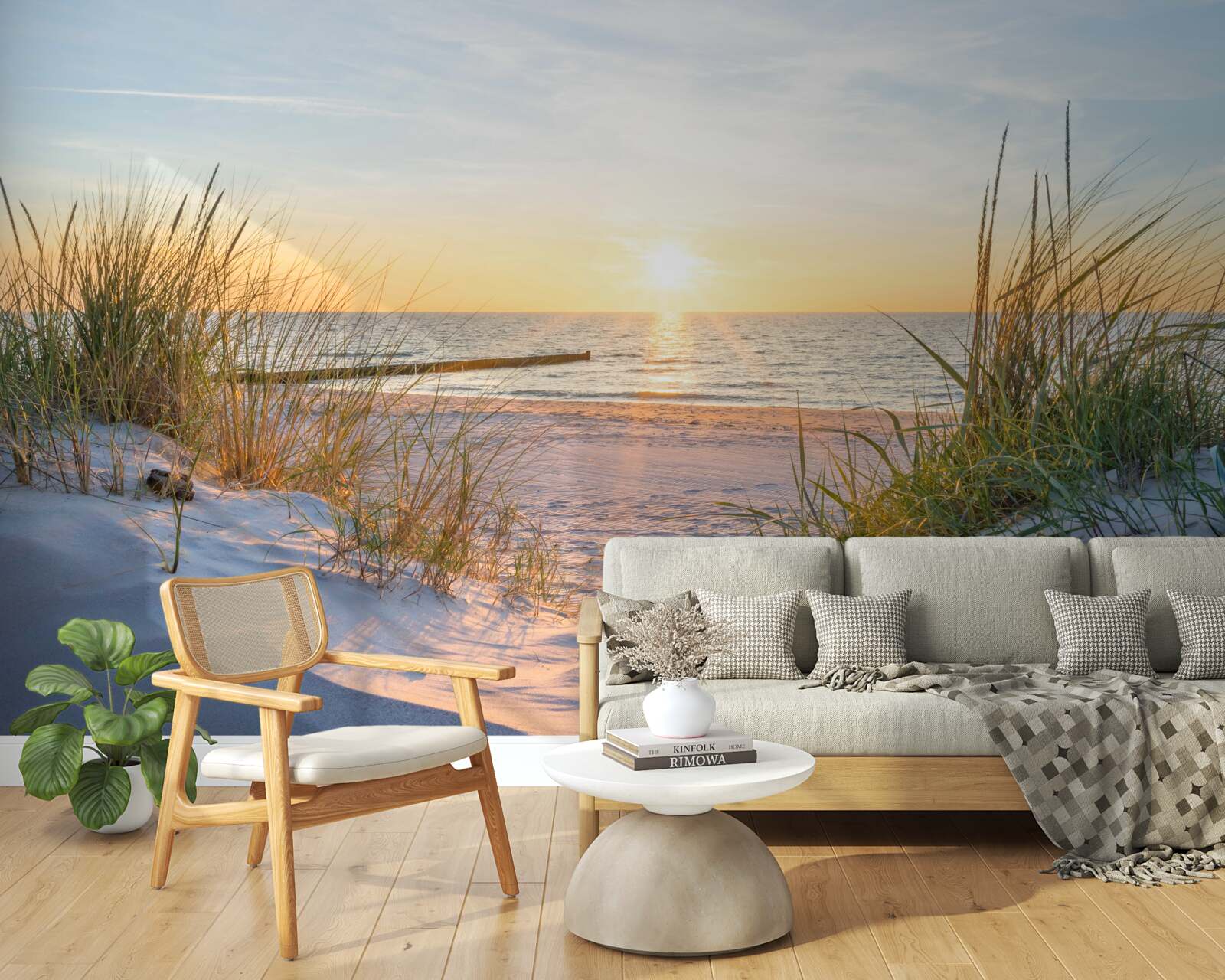 Fototapeta tapeta z zachodem słońca na plaży