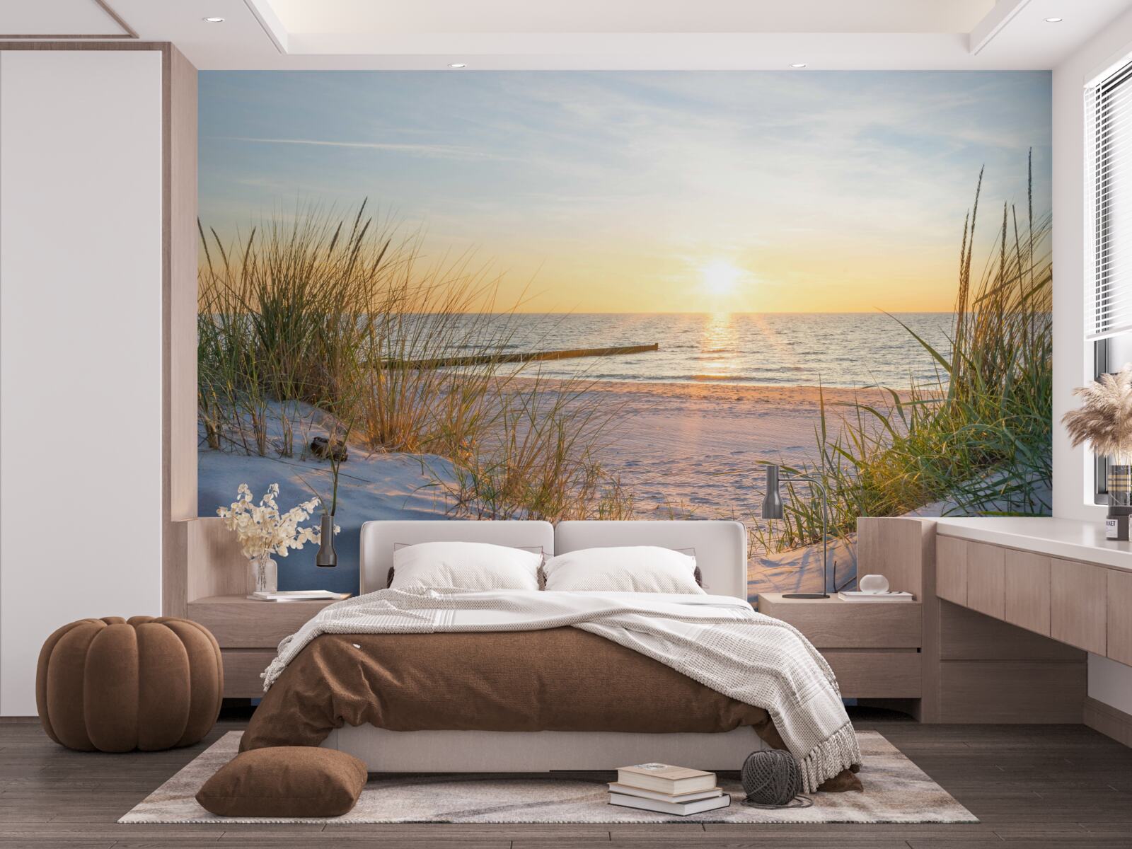 Fototapeta tapeta z zachodem słońca na plaży