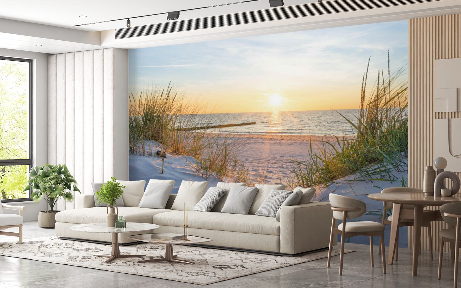 Fototapeta tapeta z zachodem słońca na plaży