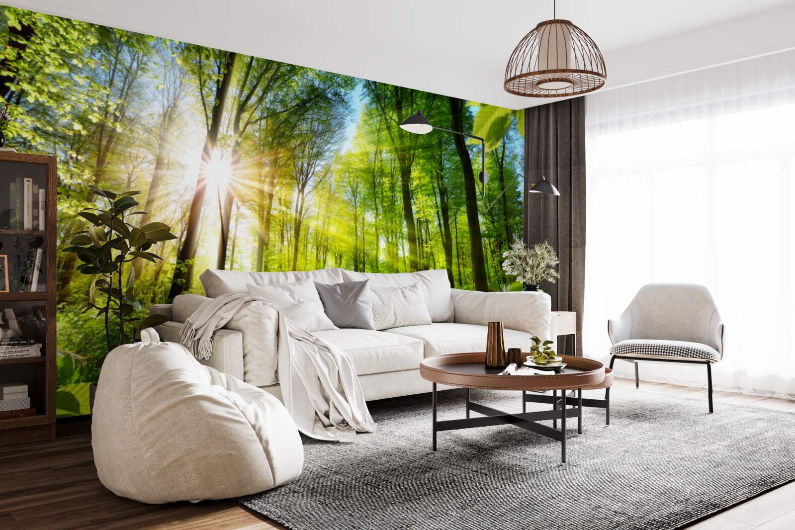 Fototapeta las oświetlony słońcem