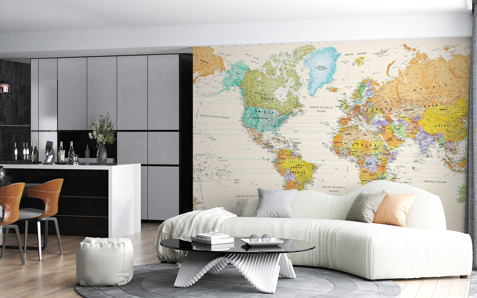Fototapeta mapa świata na jasnym tle