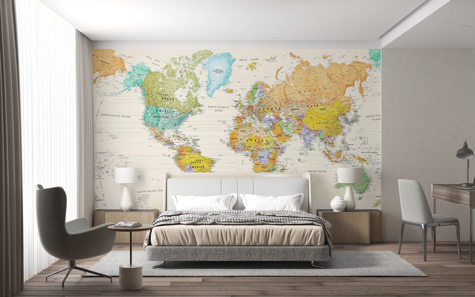 Fototapeta mapa świata na jasnym tle