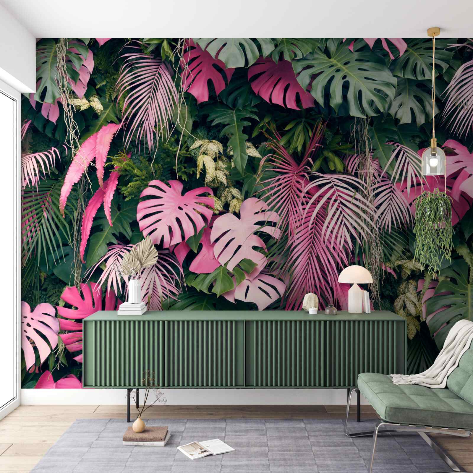 Fototapeta różowe liście palmowe