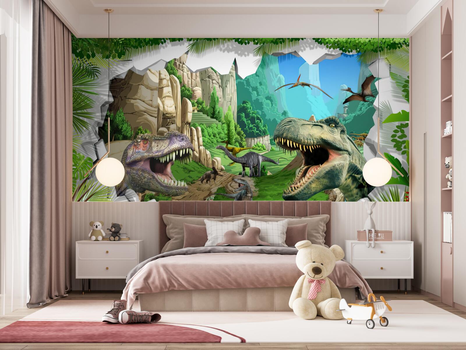 Fototapeta góry i dinozaury