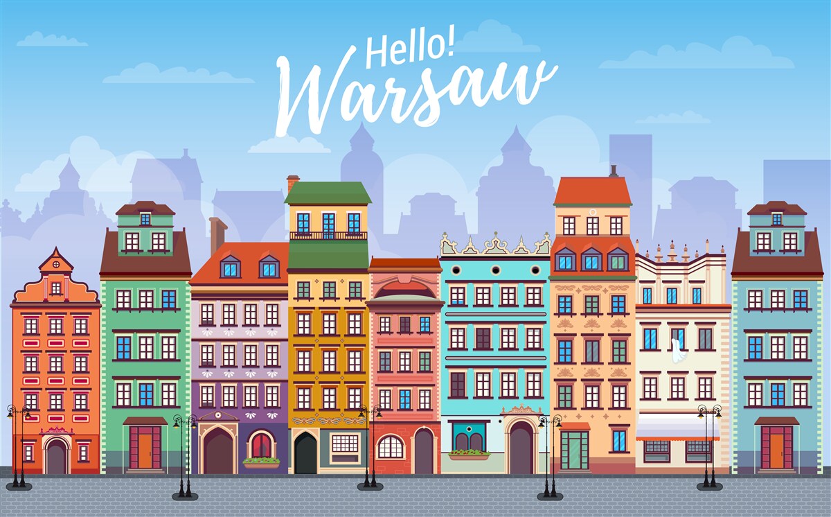 Fototapeta jasne budynki w warszawie