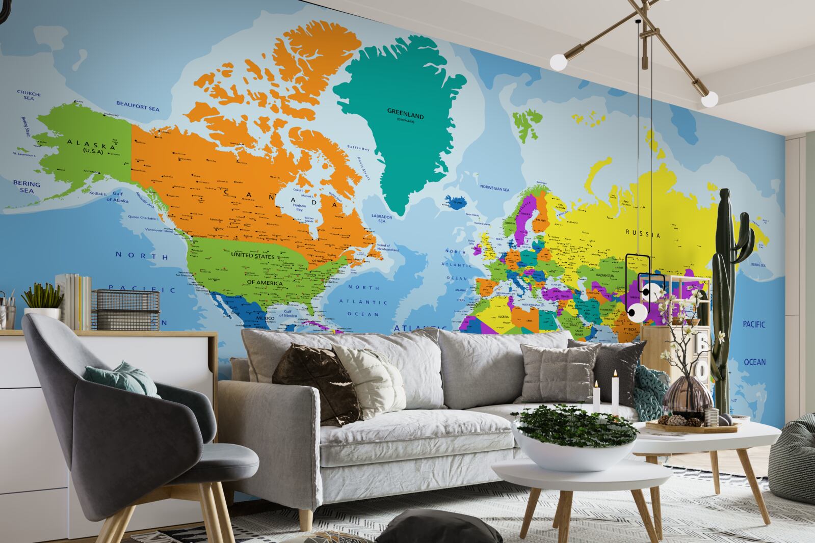 Fototapeta mapa świata w kolorze