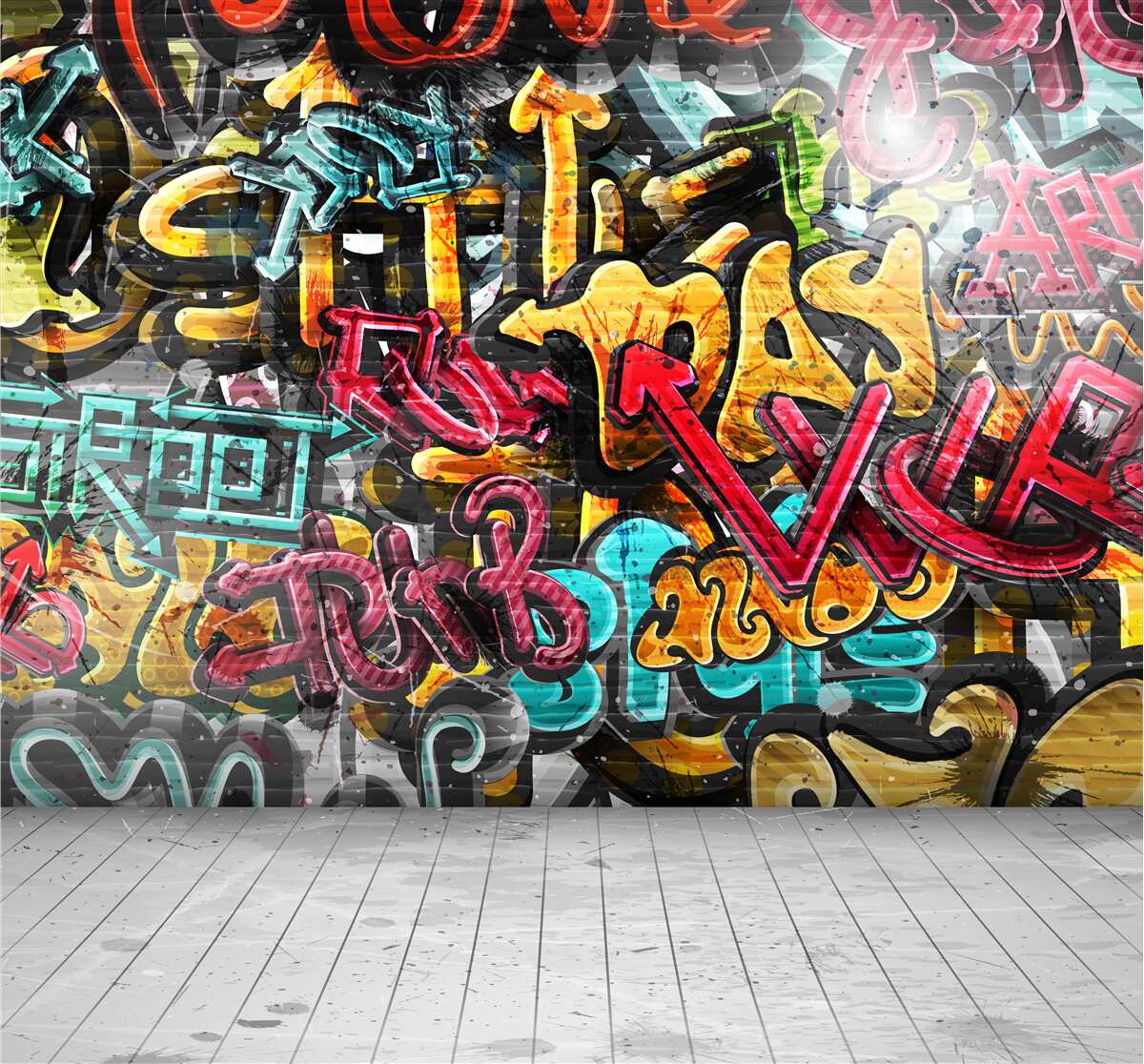 Fototapeta ściana pokryta graffiti