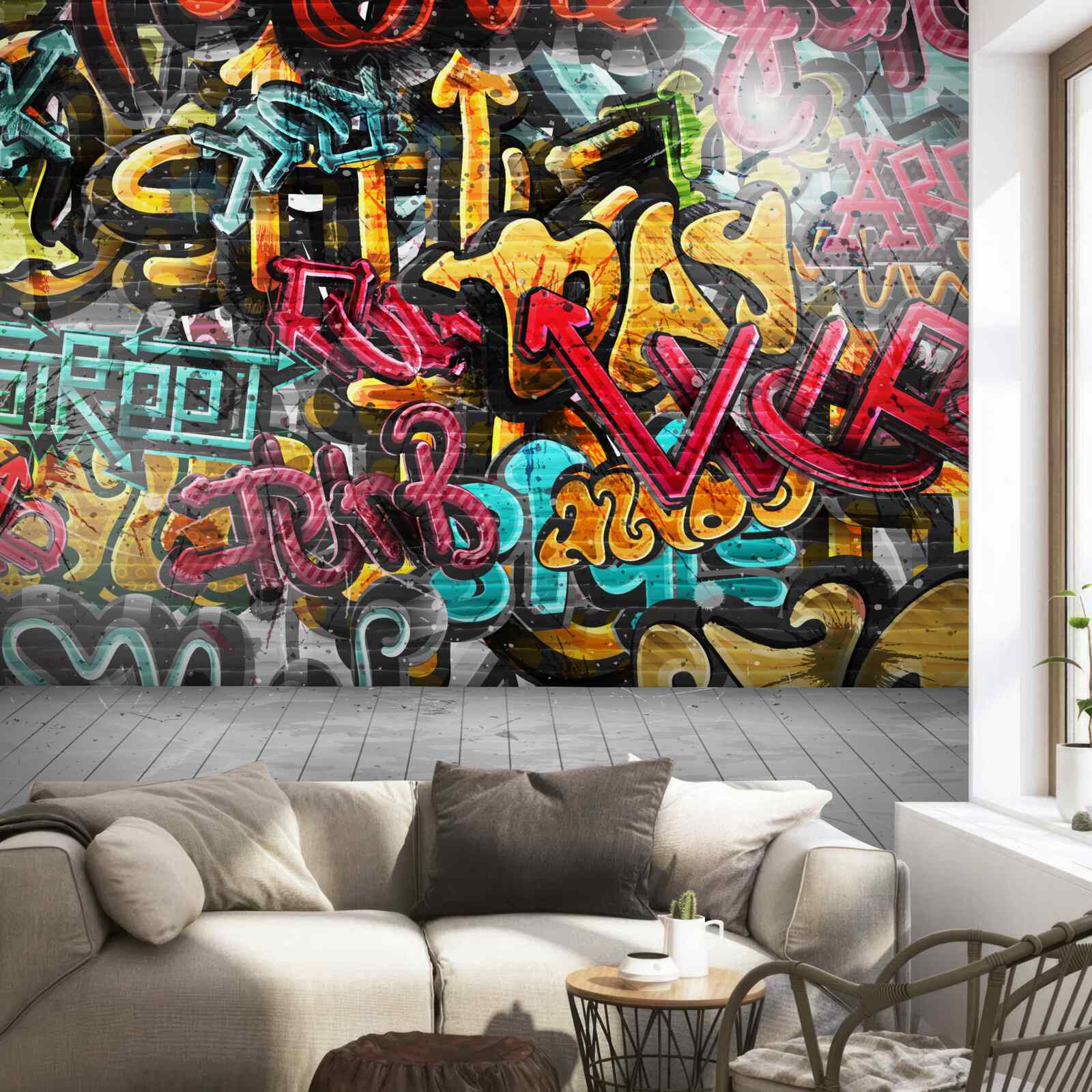 Fototapeta ściana pokryta graffiti