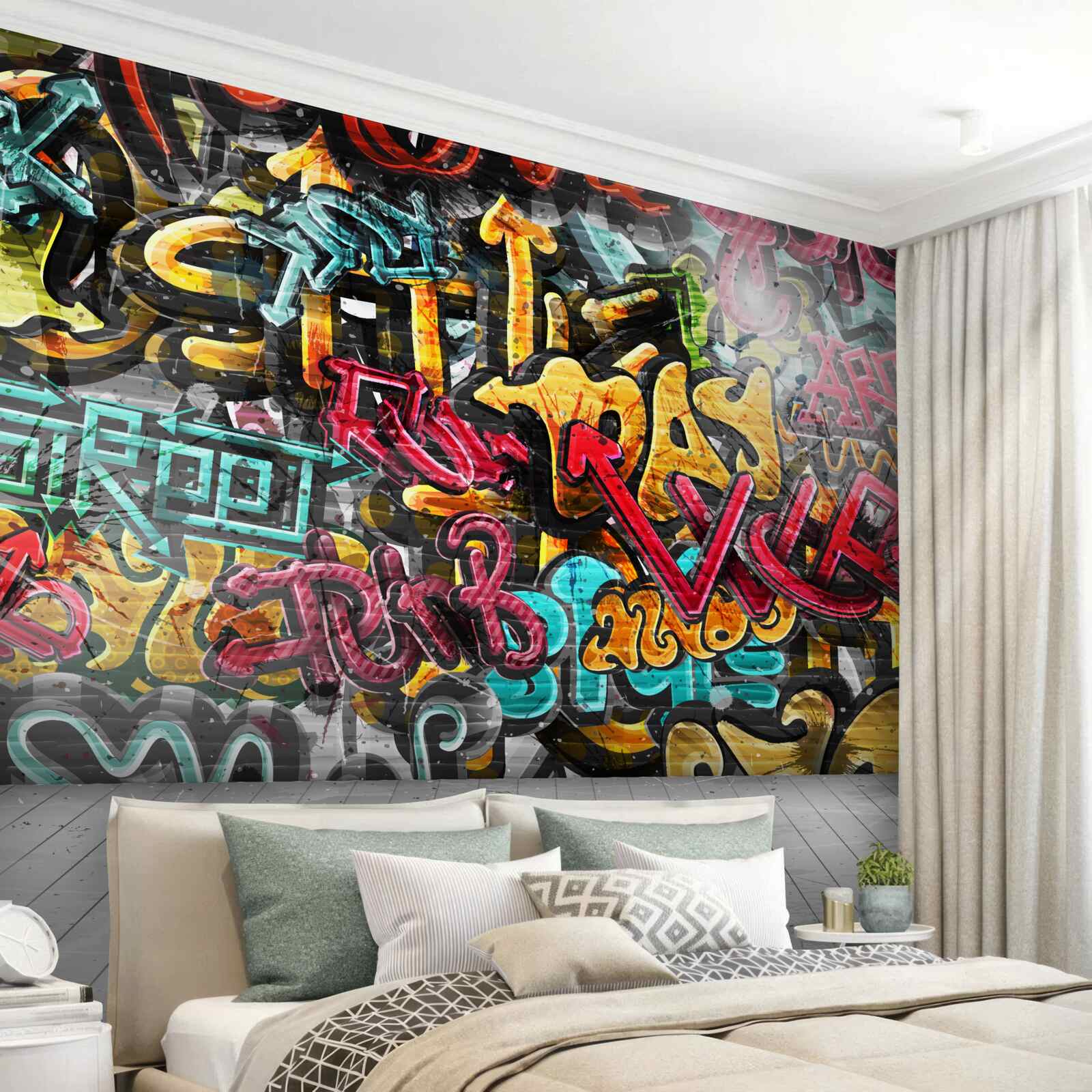 Fototapeta ściana pokryta graffiti