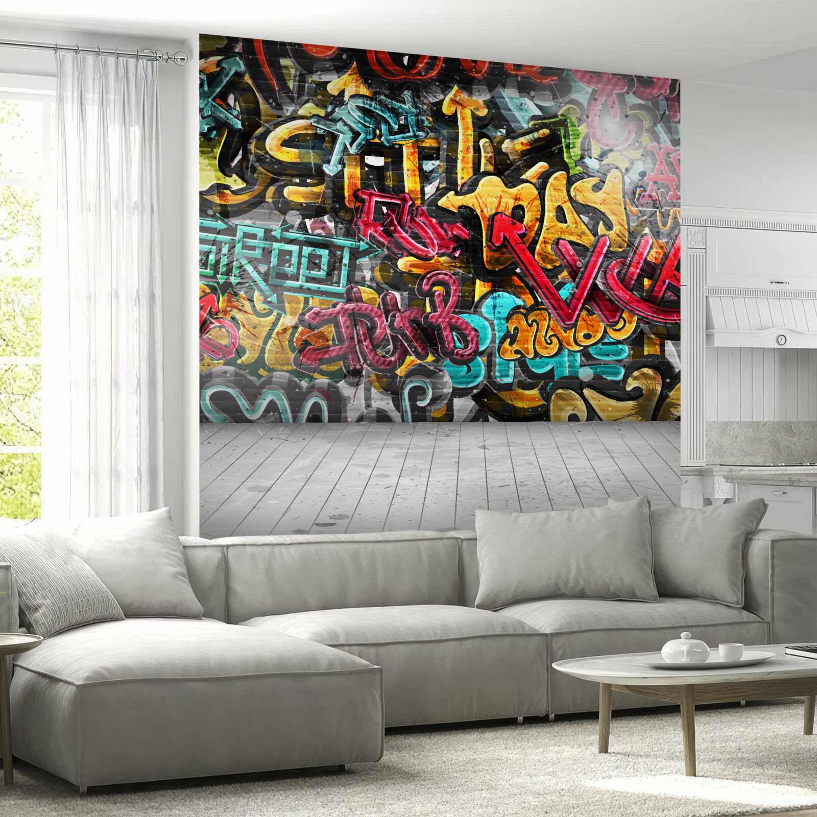 Fototapeta ściana pokryta graffiti