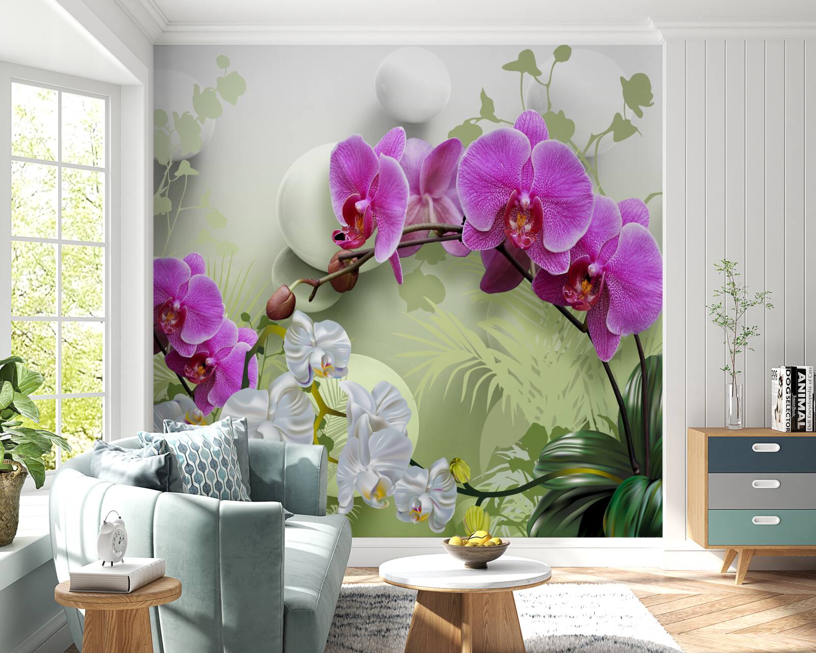 Fototapeta fioletowa orchidea na gałęziach