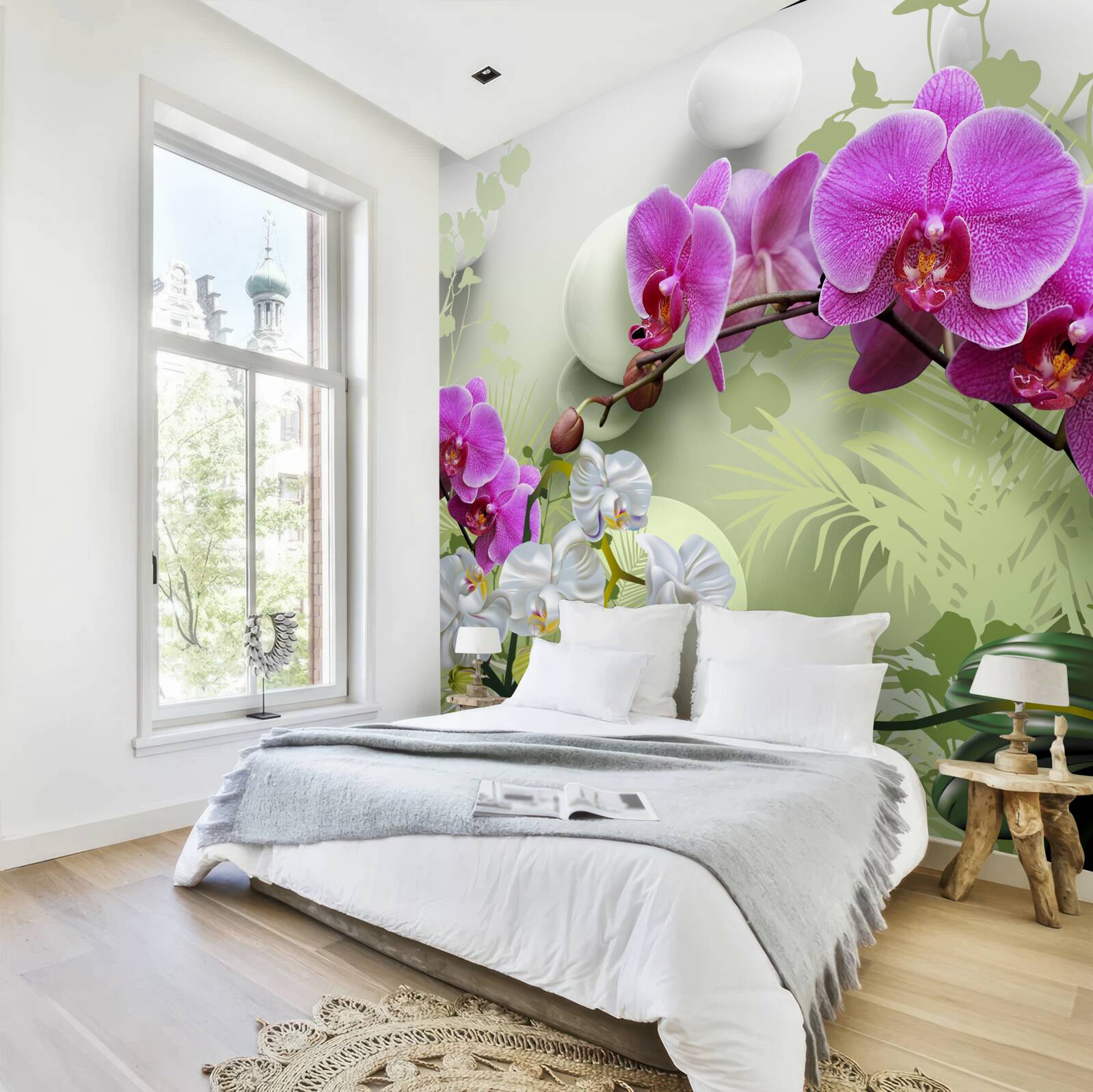 Fototapeta fioletowa orchidea na gałęziach