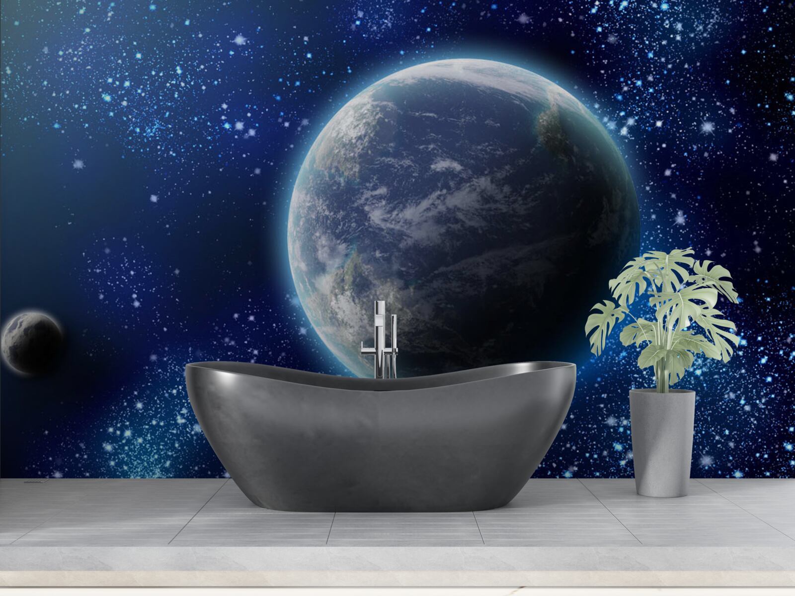 Fototapeta planeta ziemia i jej przestrzeń prawie świetlna